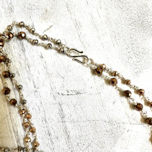 Silver tone double chain  tassel necklace - Picture 6 of 12